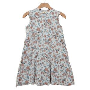 Uniqlo Paul & Joe Dress Girls 8-10 Blue Cotton Floral Tiered Cottagecore